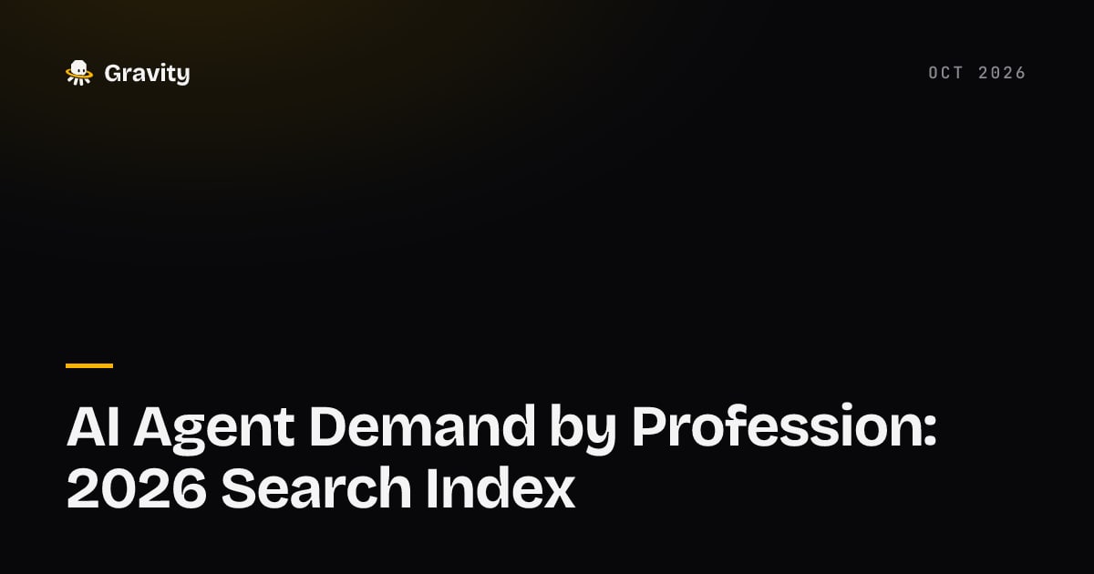 Typographic cover reading AI Agent Demand by Profession: 2026 Search Index