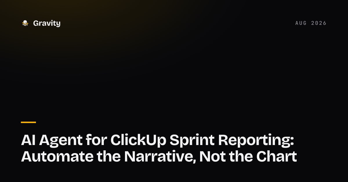 A ClickUp sprint burndown chart beside a written sprint summary explaining what caused the flat middle of the sprint