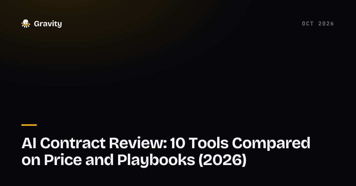 Cover card: AI contract review tools compared on price and playbooks, Gravity blog