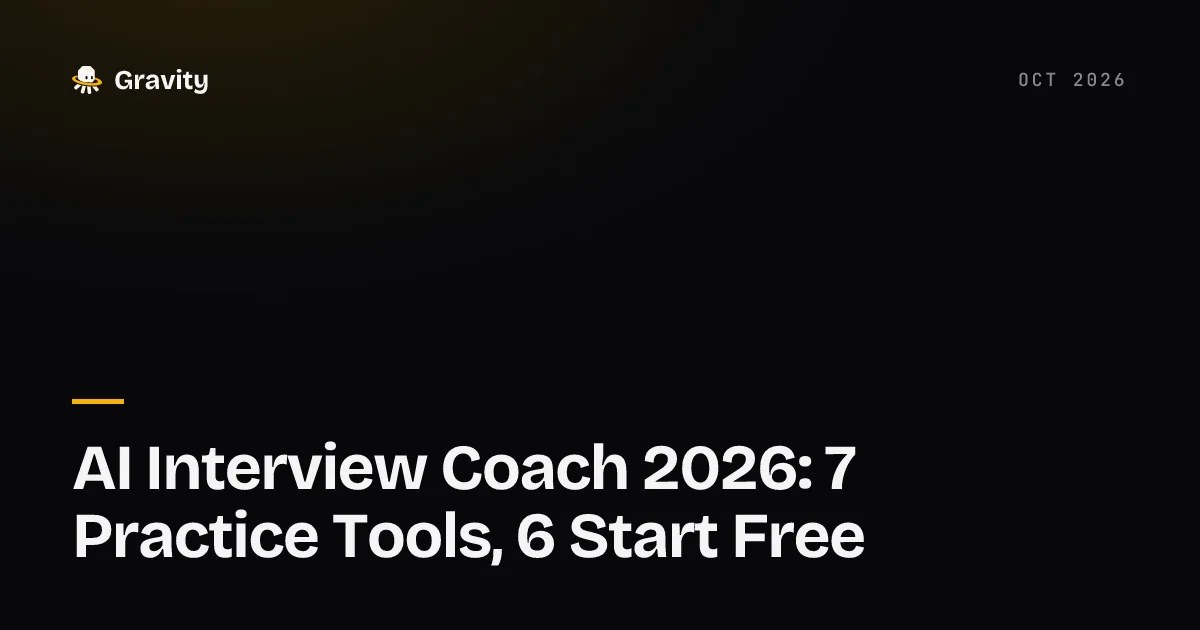 Typographic cover card on a dark background reading AI Interview Coach, with the Gravity wordmark below it