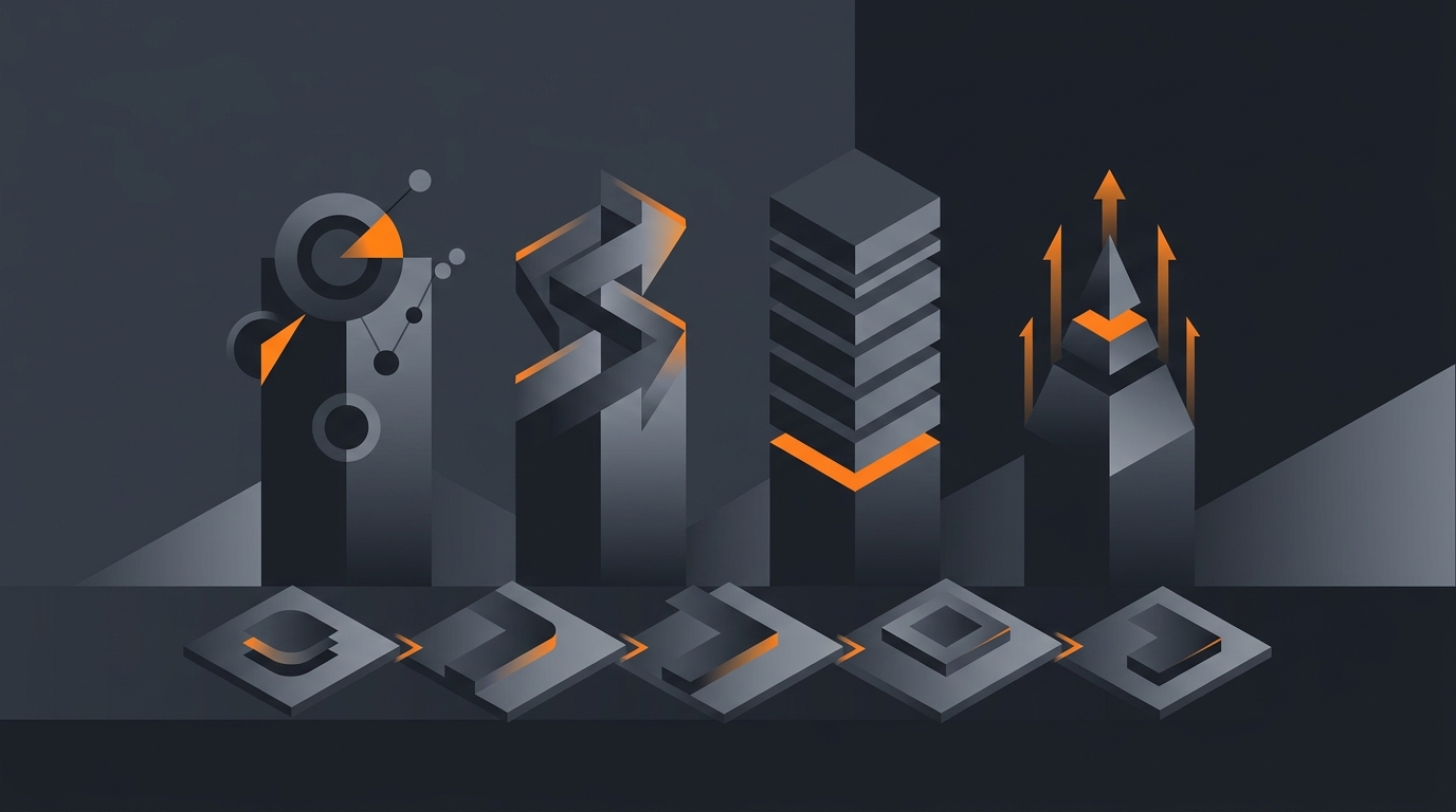 A sales pipeline funnel with AI agent icons routing leads through sourcing, follow-up, and CRM hygiene stages on a dark dashboard