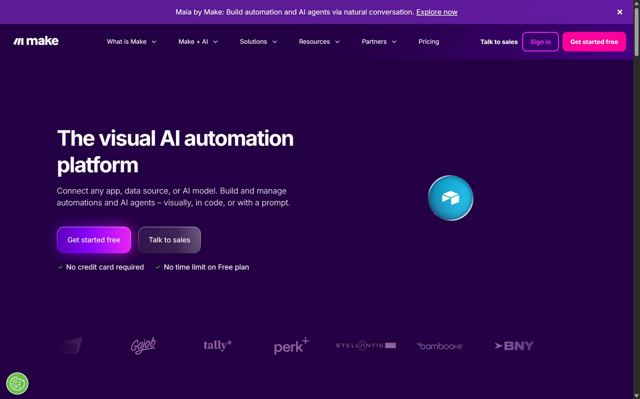 Make's homepage on 11 September 2026, the visual scenario builder