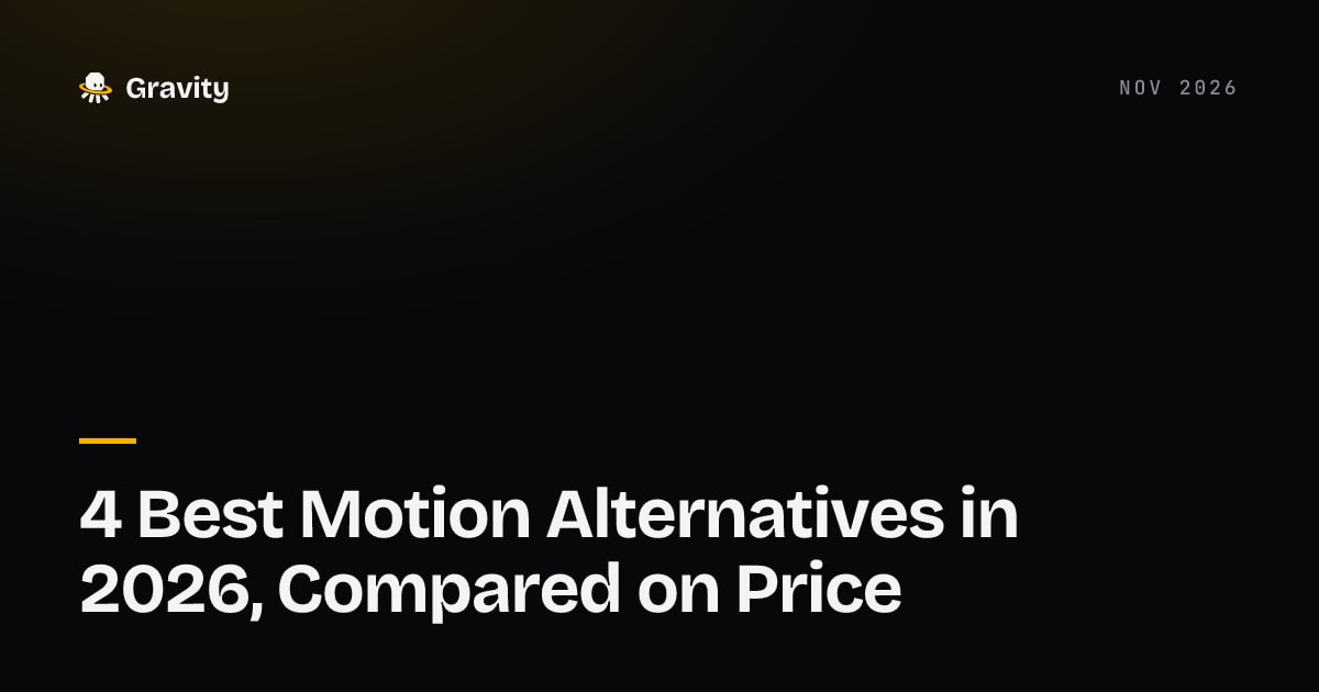 Cover card reading 4 best Motion alternatives in 2026 on the Gravity blog