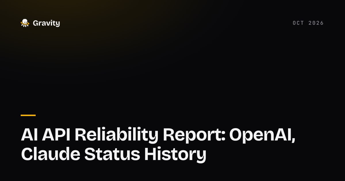 Typographic cover card reading AI API Reliability Report