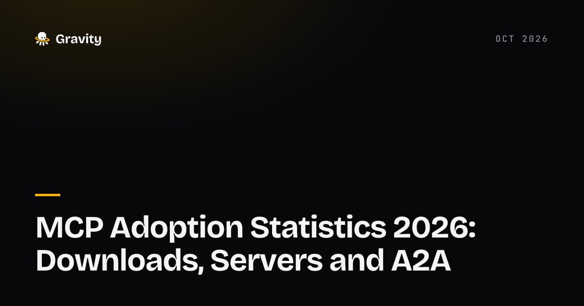 Typographic cover card reading MCP Adoption Statistics 2026: Downloads, Servers and A2A